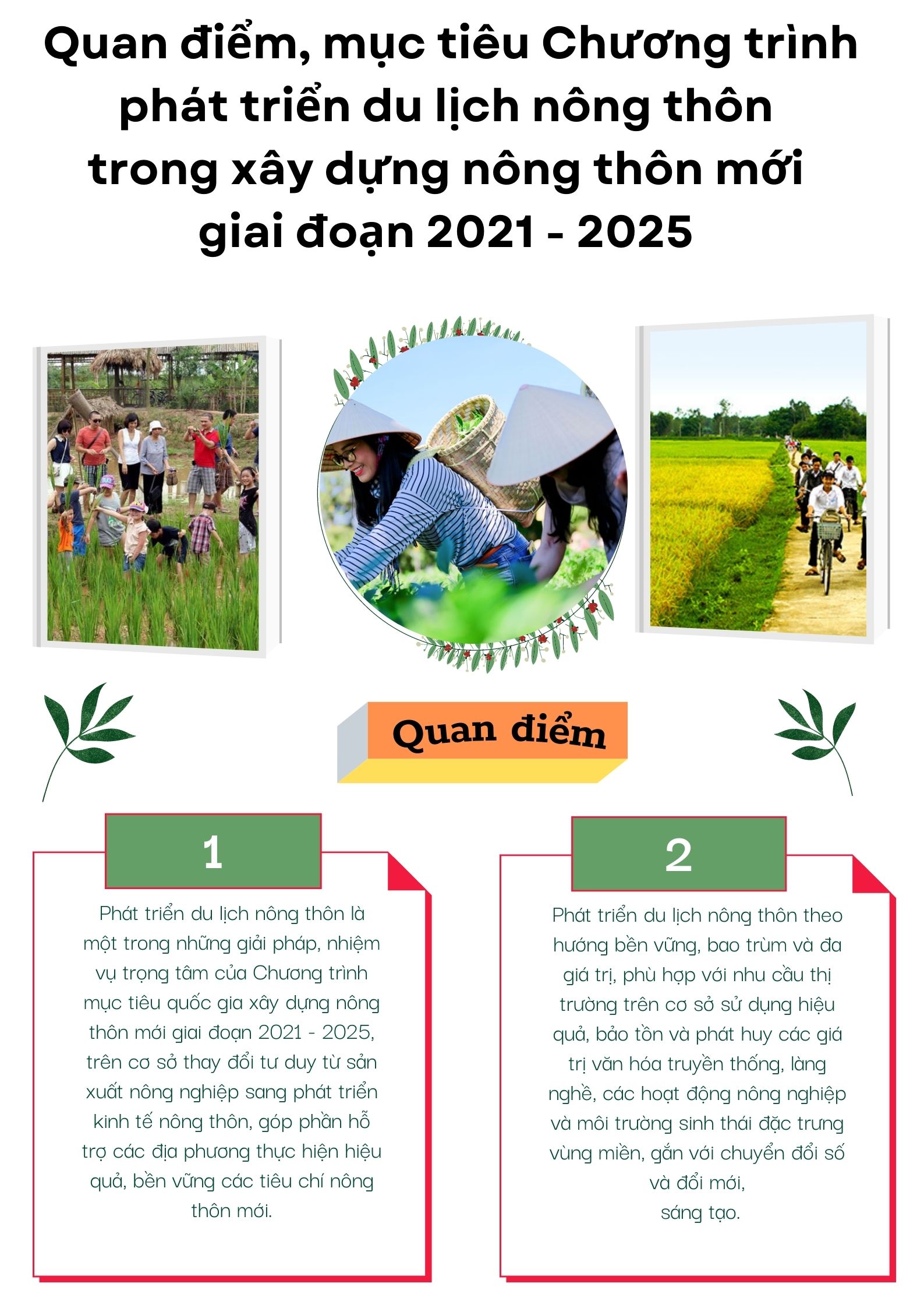 Quan điểm, mục tiêu Chương trình phát triển du lịch nông thôn trong xây dựng nông thôn mới giai đoạn 2021-2025