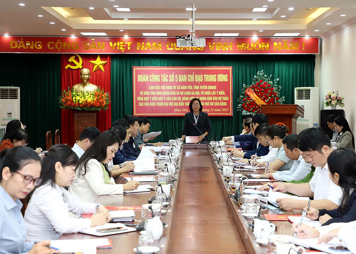 Đoàn công tác số 5 Ban Chỉ đạo Trung ương làm việc với Đảng ủy xã Hàm Yên