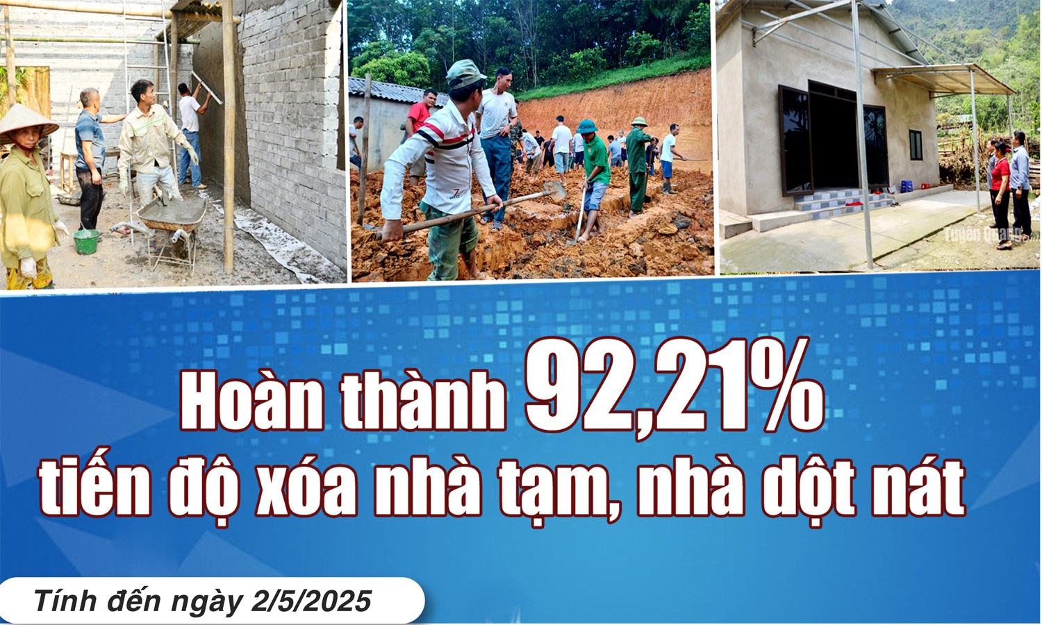 Hoàn thành 92,21% tiến độ xóa nhà tạm, nhà dột nát (tính đến ngày 2/5/2025)