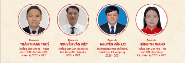 DANH SÁCH CHỦ TỊCH, PHÓ CHỦ TỊCH VÀ CÁC TRƯỞNG BAN HĐND TỈNH TUYÊN QUANG KHÓA XX, NHIỆM KỲ 2026 - 2031