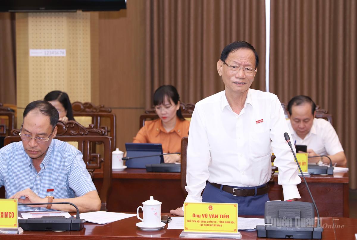 Chủ tịch Hội đồng quản trị - Tổng Giám đốc Tập đoàn Geleximco phân tích các hiệu quả kinh tế của dự án đề xuất tỉnh chấp thuận chủ trương đầu tư.