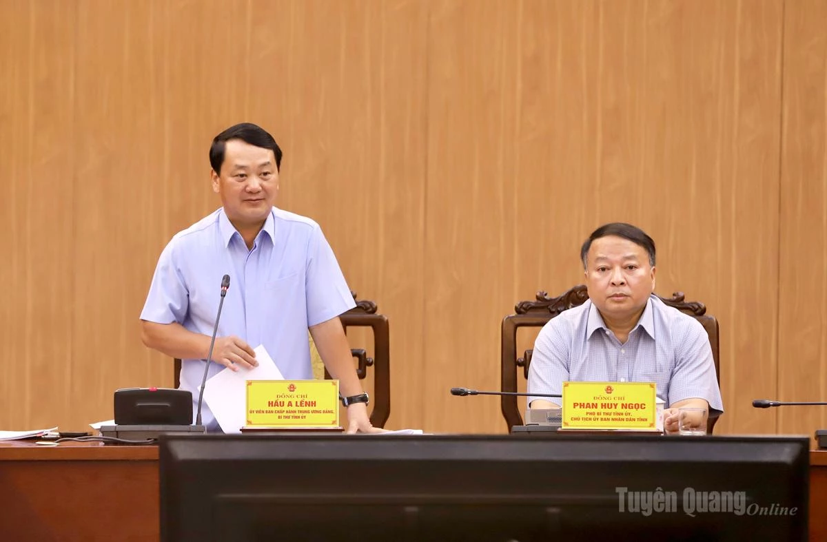 Bí thư Tỉnh uỷ Hầu A Lềnh phát biểu chỉ đạo tại buổi làm việc.