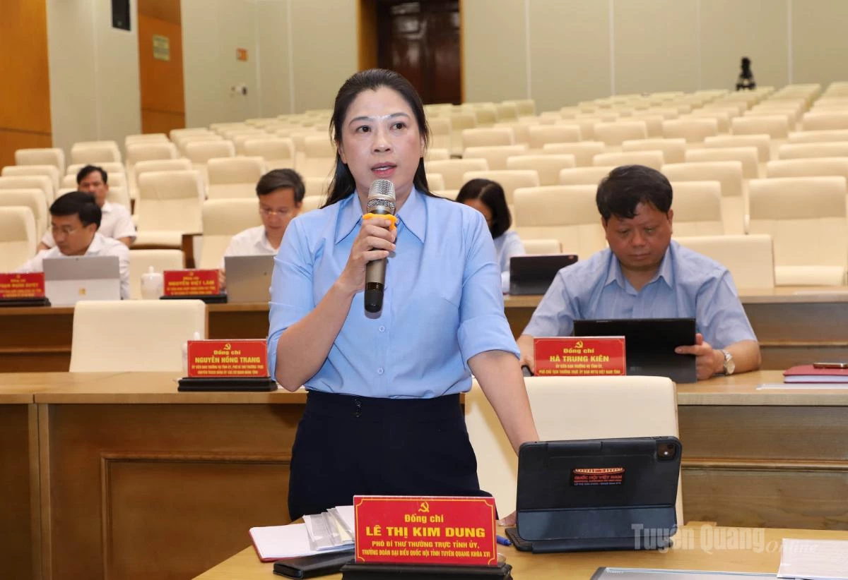 Phó Bí thư Thường trực Tỉnh ủy Lê Thị Kim Dung phát biểu tại hội nghị.