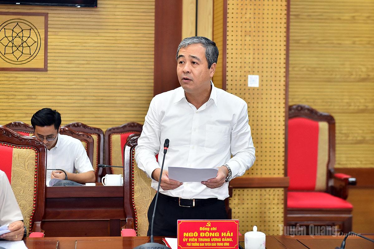 Đồng chí Ngô Đông Hải, Phó Trưởng Ban Tuyên giáo Trung ương phát biểu ý kiến tại hội nghị.