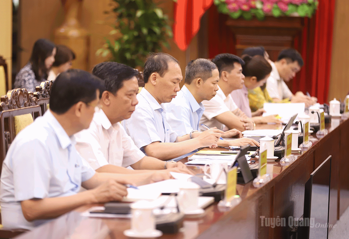 Lãnh đạo một số sở, ngành dự cuộc họp.