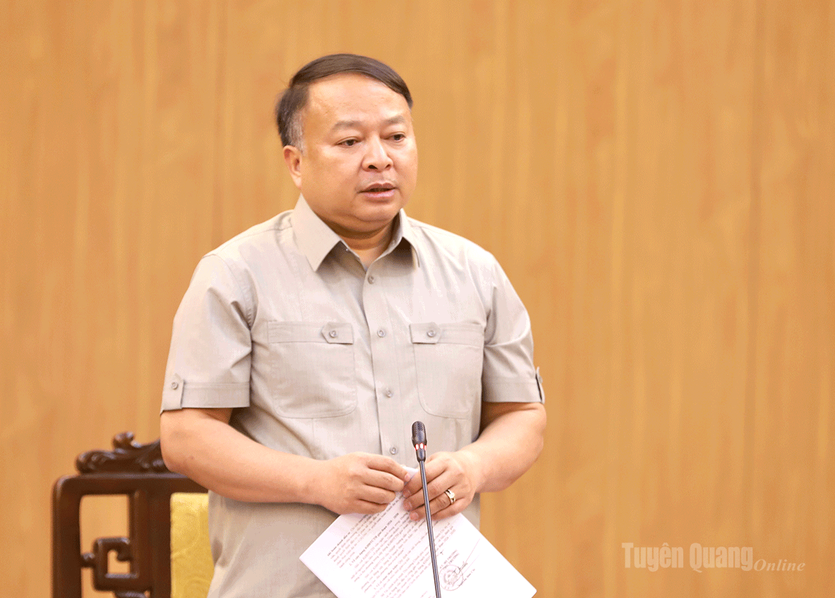 Chủ tịch UBND tỉnh Phan Huy Ngọc phát biểu kết luận cuộc họp.