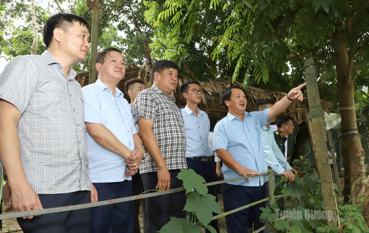 Bí thư Tỉnh ủy Hầu A Lềnh kiểm tra tình hình sạt lở bờ sông Lô thuộc khu vực phường Hà Giang 1 và xã Vị Xuyên.