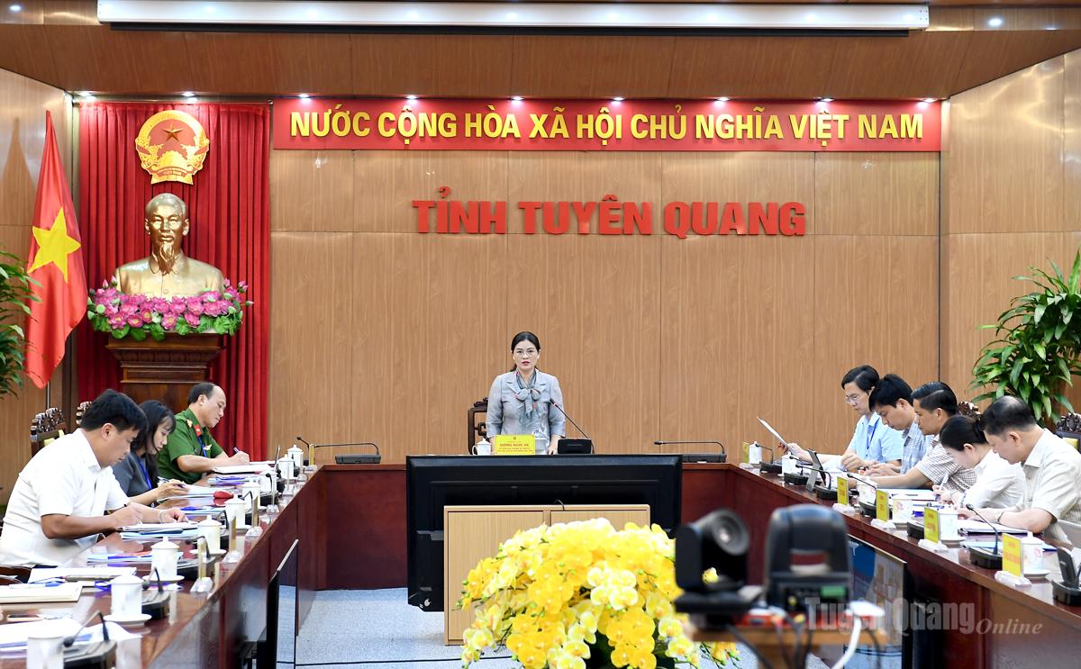 Đồng chí Phó Chủ tịch UBND tỉnh Vương Ngọc Hà chủ trì cuộc họp.