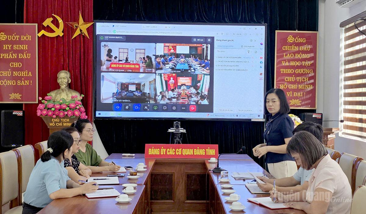 Đảng bộ các cơ quan Đảng tỉnh Tuyên Quang giám sát các chi bộ sinh hoạt tháng 8-2026 qua hệ thống trực tuyến.