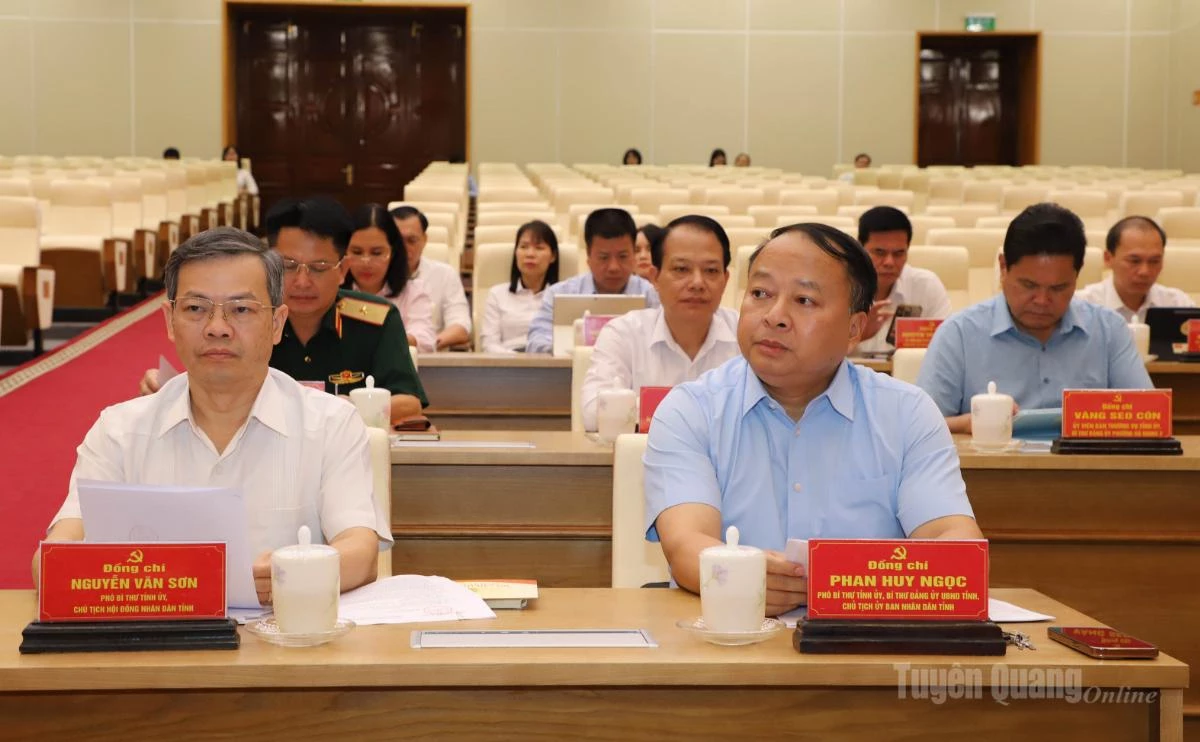 Các đồng chí Thường trực Tỉnh ủy dự hội nghị.